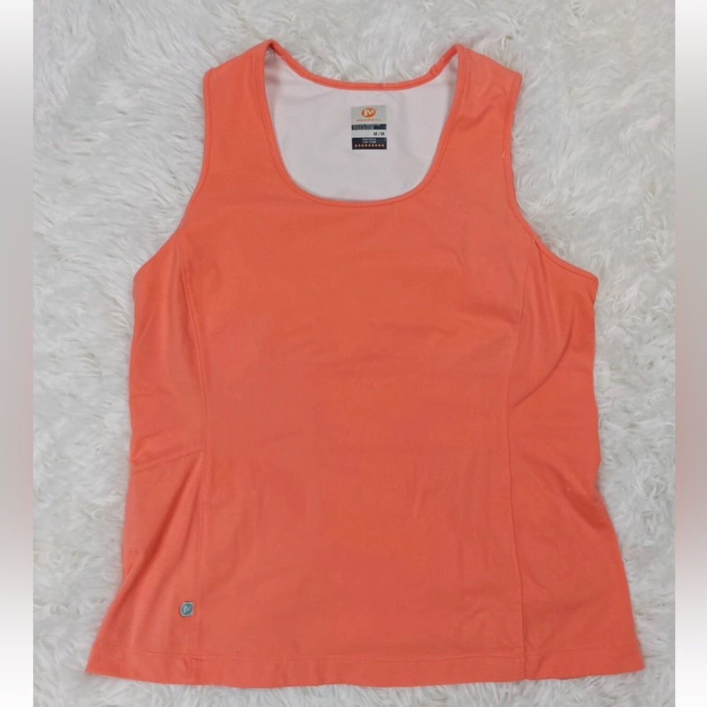 Merrell Womens Medium Activewear Tank Orange Back Zipper Pocket
